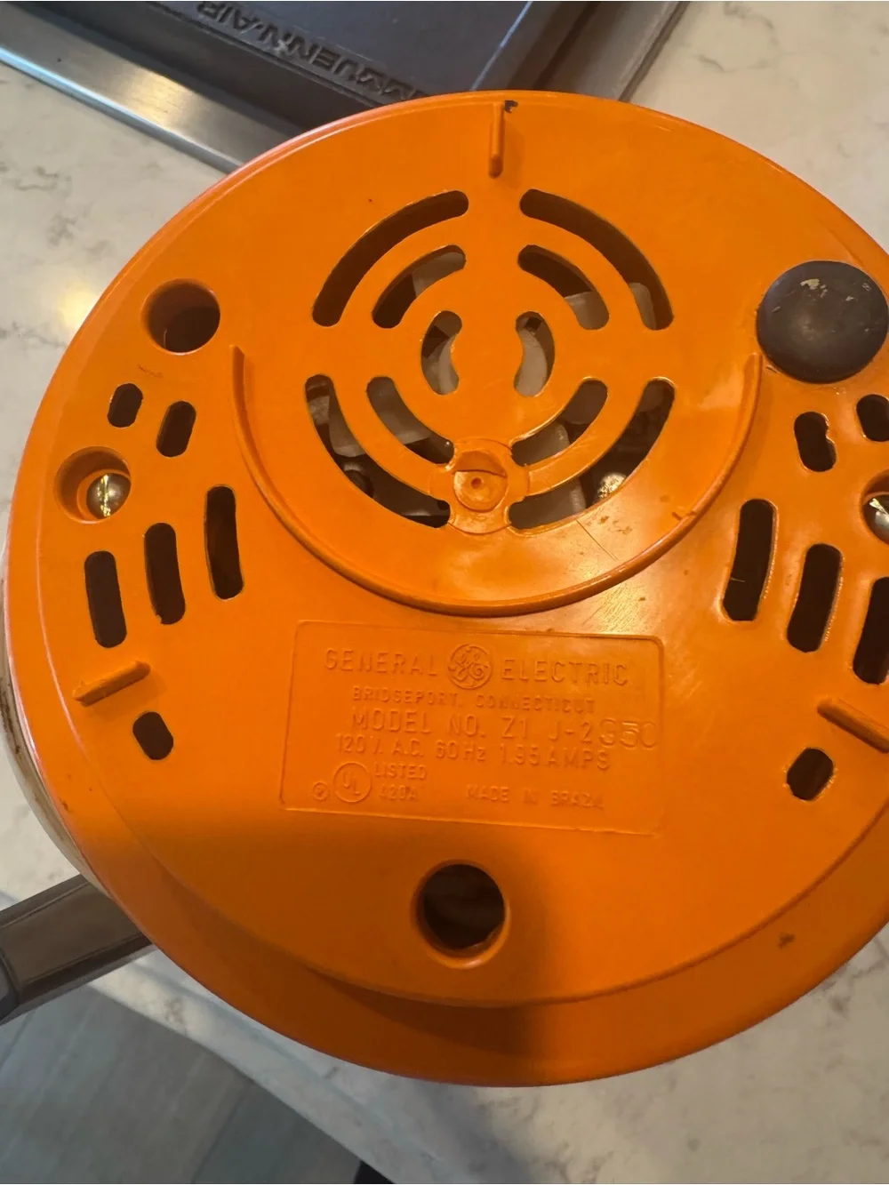 General Electric Orange & White Electric Food Grinder